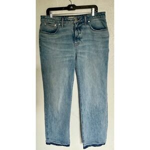 Madewell Curvy‎ Mid Rise Straight Leg Jeans Lt Distressed Raw Hem Womens Size 31